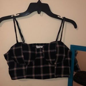 cropped plaid top